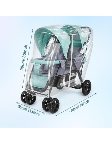Cubierta para Cochecito Doble PAHTTO Impermeable 39x28cm