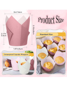 Havawish 500 Forros para Cupcakes Tulipán Gradiente Rosa 5.5cm 2