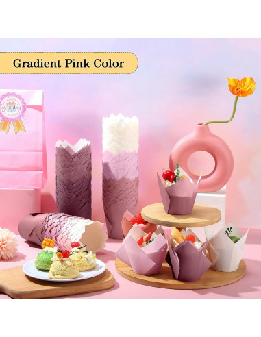 Havawish 500 Forros para Cupcakes Tulipán Gradiente Rosa 5.5cm