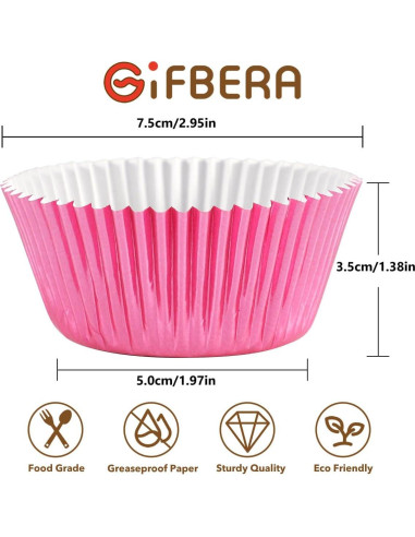 Forros de papel de aluminio rosa GiFBERA 100 unidades estándar