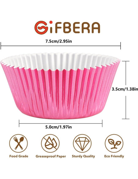 Forros de papel de aluminio rosa GiFBERA 100 unidades estándar