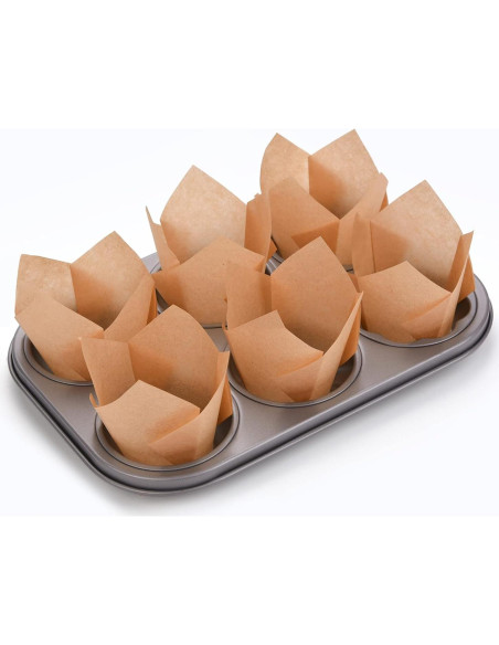 200 Moldes para Cupcakes Tulipán DC QZHMKJ Natural 8 cm