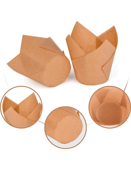 200 Moldes para Cupcakes Tulipán DC QZHMKJ Natural 8 cm