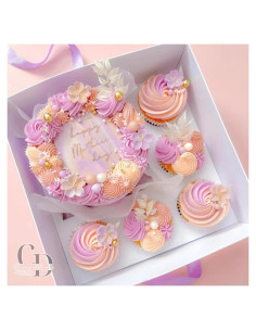 5 Cajas Bento para Cupcakes y Pastel Genérico 25.4x25.4cm