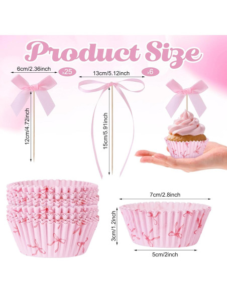 Conjunto de Forros de Cupcake Rosa Weysat - 50 Pzs + 31 Decoraciones