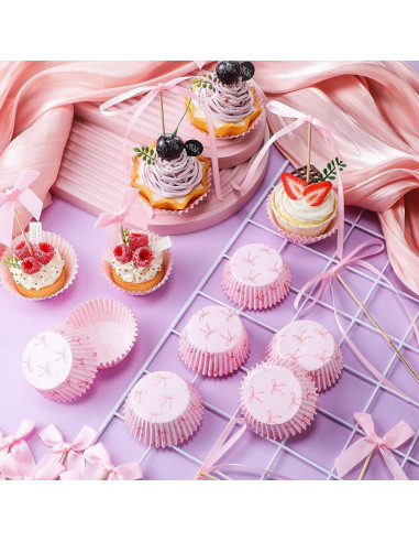 Conjunto de Forros de Cupcake Rosa Weysat - 50 Pzs + 31 Decoraciones