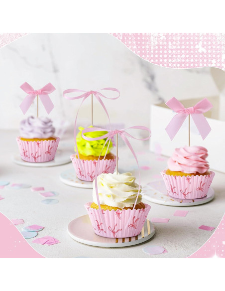 Conjunto de Forros de Cupcake Rosa Weysat - 50 Pzs + 31 Decoraciones