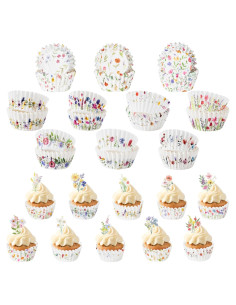 Forros de Cupcake Mini COcnny - 300pcs Floral Desechables