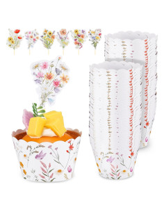 Vesici 72 Fundas de Cupcake Flores Silvestres 5x8.5cm