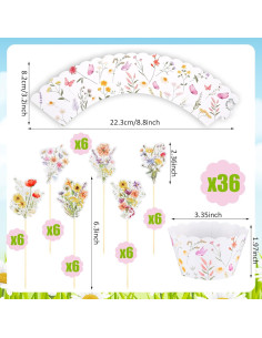 Vesici 72 Fundas de Cupcake Flores Silvestres 5x8.5cm 2