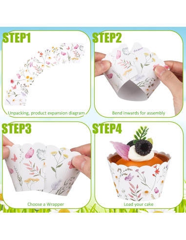 Vesici 72 Fundas de Cupcake Flores Silvestres 5x8.5cm