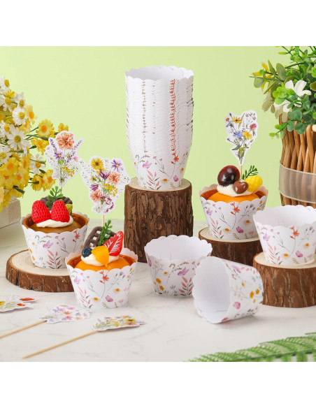 Vesici 72 Fundas de Cupcake Flores Silvestres 5x8.5cm