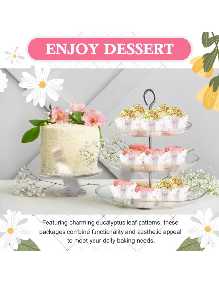 100 Envolturas de Cupcake con Lazo Rosa Domensi - 8 cm