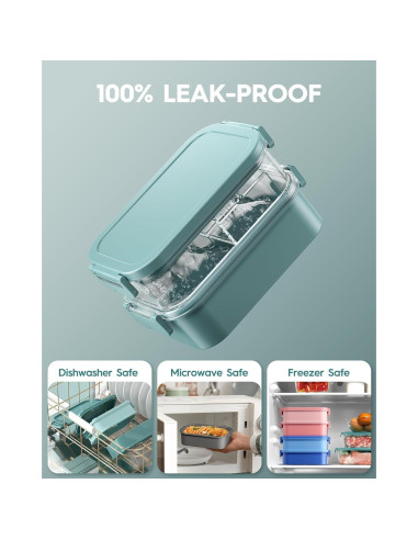 Caja de Almuerzo Bento KEMETHY Verde 3 Niveles 2190ml Hermética