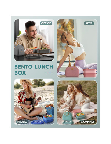 Caja de Almuerzo Bento KEMETHY Verde 3 Niveles 2190ml Hermética