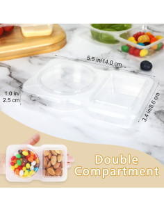 40 Sets Recipientes Reutilizables SINTENILL Doble Compartimento 130ml 2