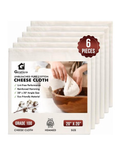 6 Paños de Queso Grado 100 Gratico 20x20 cm Natural