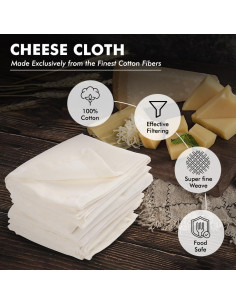 6 Paños de Queso Grado 100 Gratico 20x20 cm Natural 2