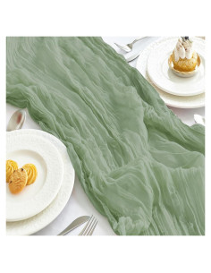 Cubre Mesa de Gasa IVAPUPU 3.05m Verde Salvia 2 Pcs