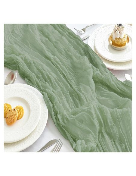 Cubre Mesa de Gasa IVAPUPU 3.05m Verde Salvia 2 Pcs