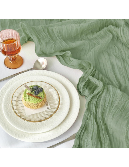 Cubre Mesa de Gasa IVAPUPU 3.05m Verde Salvia 2 Pcs