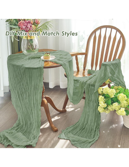 Cubre Mesa de Gasa IVAPUPU 3.05m Verde Salvia 2 Pcs