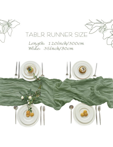 Cubre Mesa de Gasa IVAPUPU 3.05m Verde Salvia 2 Pcs