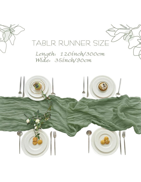 Cubre Mesa de Gasa IVAPUPU 3.05m Verde Salvia 2 Pcs