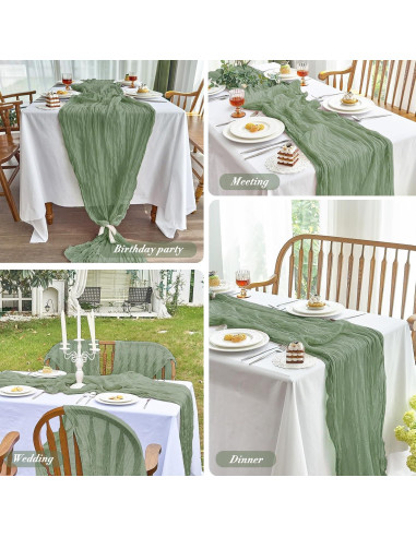 Cubre Mesa de Gasa IVAPUPU 3.05m Verde Salvia 2 Pcs