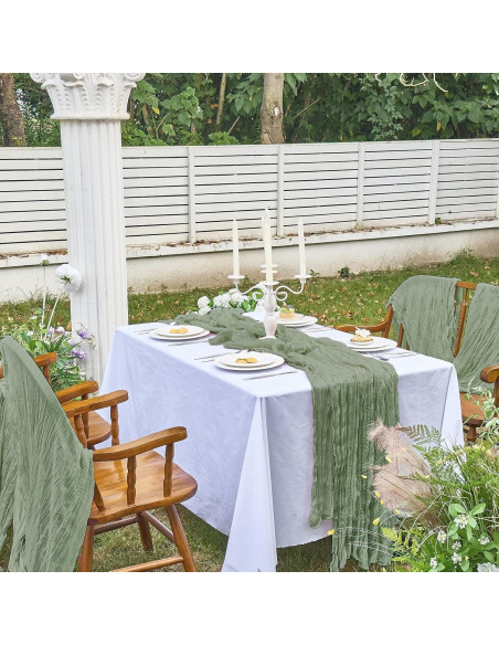 Cubre Mesa de Gasa IVAPUPU 3.05m Verde Salvia 2 Pcs