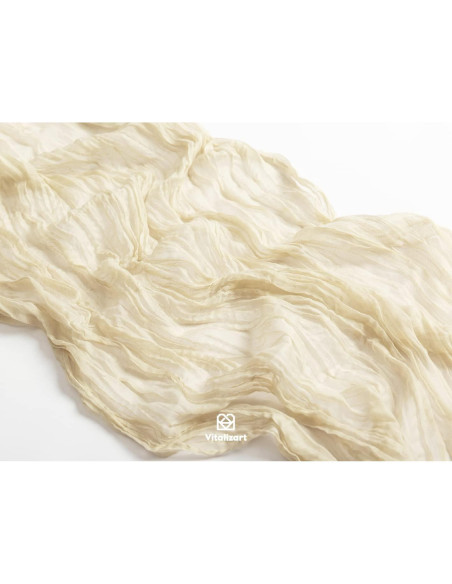 Caminito de Mesa de Gasa Cheesecloth Vitalizart 3m Blanco Crema