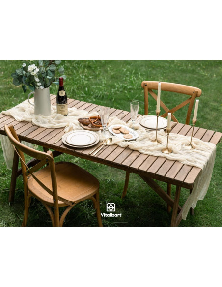 Caminito de Mesa de Gasa Cheesecloth Vitalizart 3m Blanco Crema