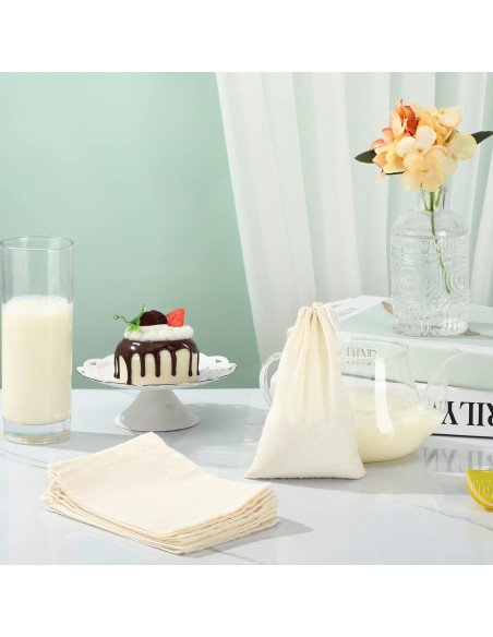 100 Bolsas de Tela de Queso Reutilizables Tegeme 15x10 cm