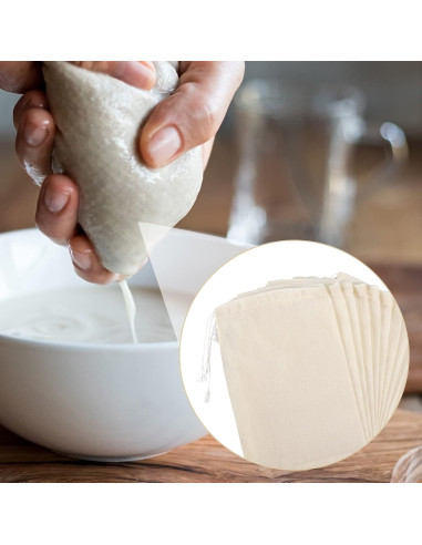 100 Bolsas de Tela de Queso Reutilizables Tegeme 15x10 cm