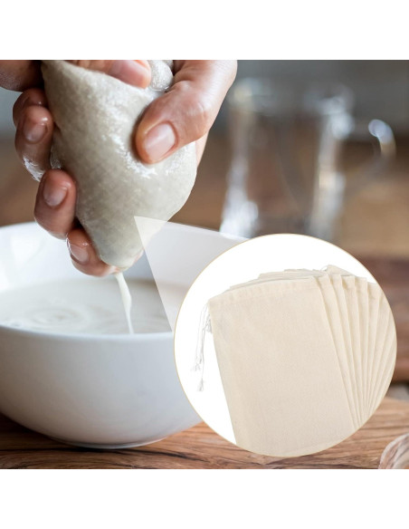 100 Bolsas de Tela de Queso Reutilizables Tegeme 15x10 cm