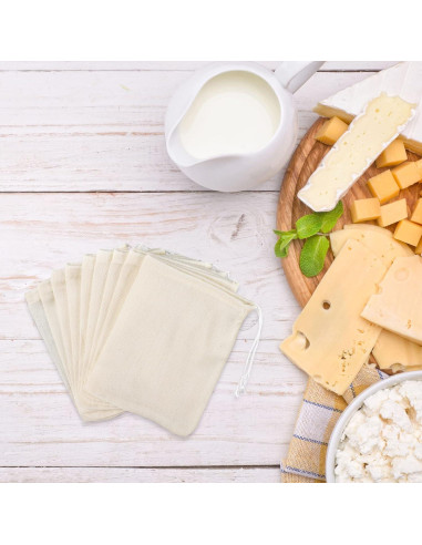 100 Bolsas de Tela de Queso Reutilizables Tegeme 15x10 cm