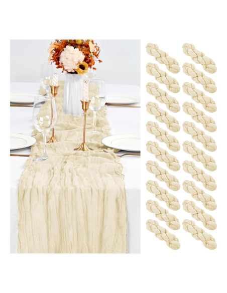 Caminos de Mesa Marfil de Gasa - Paquete de 20 - 50x300 cm