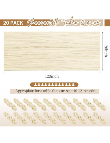 Caminos de Mesa Marfil de Gasa - Paquete de 20 - 50x300 cm