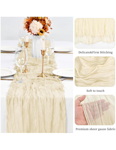 Caminos de Mesa Marfil de Gasa - Paquete de 20 - 50x300 cm