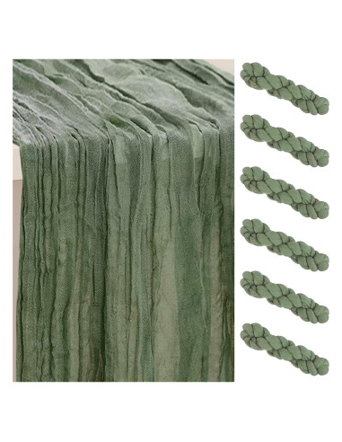 Camino de Mesa de Gasa SuBleer Verde Salvia 35x120 cm - Paquete de 6