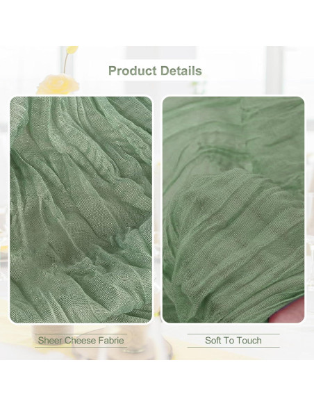 Camino de Mesa de Gasa SuBleer Verde Salvia 35x120 cm - Paquete de 6