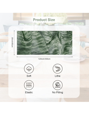 Camino de Mesa de Gasa SuBleer Verde Salvia 35x120 cm - Paquete de 6