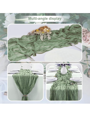 Camino de Mesa de Gasa SuBleer Verde Salvia 35x120 cm - Paquete de 6