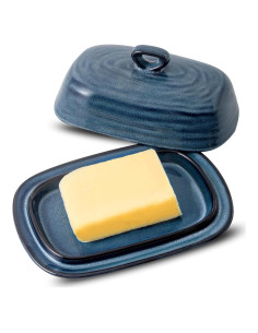 Plato de Mantequilla con Tapa Tikooere Cerámica Azul 19.5x12.9cm