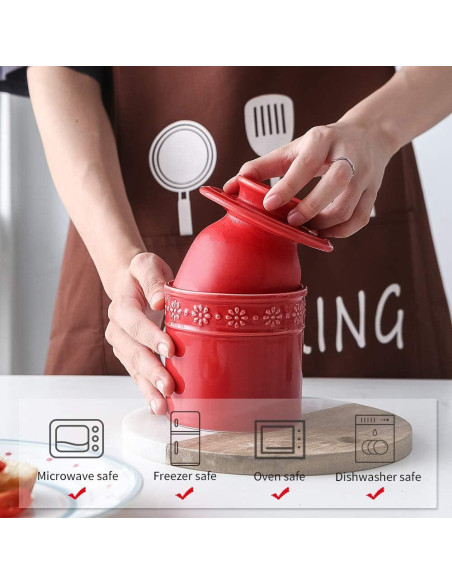 Crock de Mantequilla Cerámica KOOV Rojo 125g con Tapa