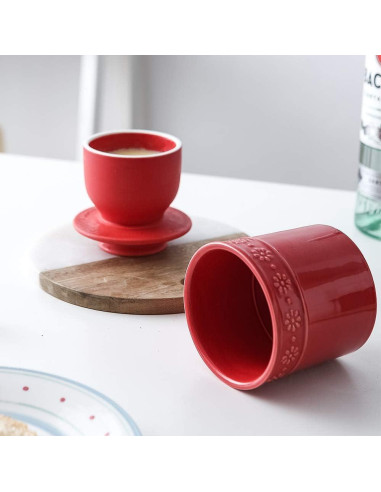 Crock de Mantequilla Cerámica KOOV Rojo 125g con Tapa