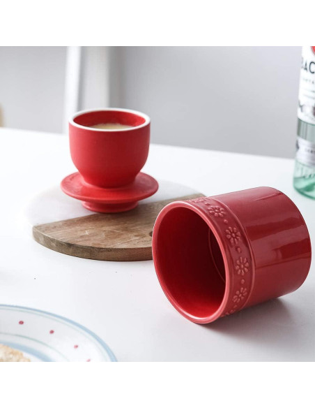 Crock de Mantequilla Cerámica KOOV Rojo 125g con Tapa