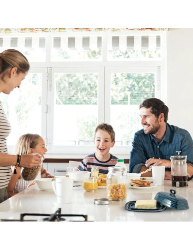 Plato de Mantequilla con Tapa Tikooere Cerámica Azul 19.5x12.9cm