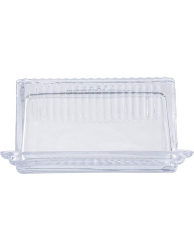 Plato Doble de Mantequilla TableCraft, Vidrio Grabado, 17.1x10.2x8.3 cm