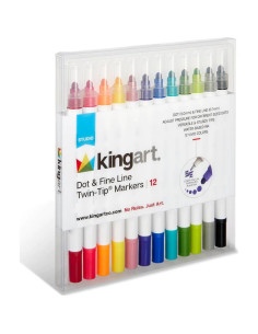 Marcadores Doble Punta KINGART Studio 12 Colores Metálicos 2
